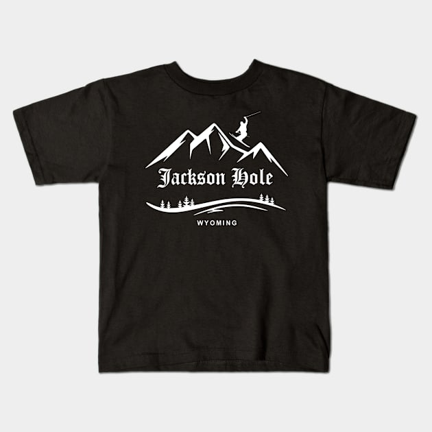 Jackson Hole Wyoming Kids T-Shirt by Niceartshop